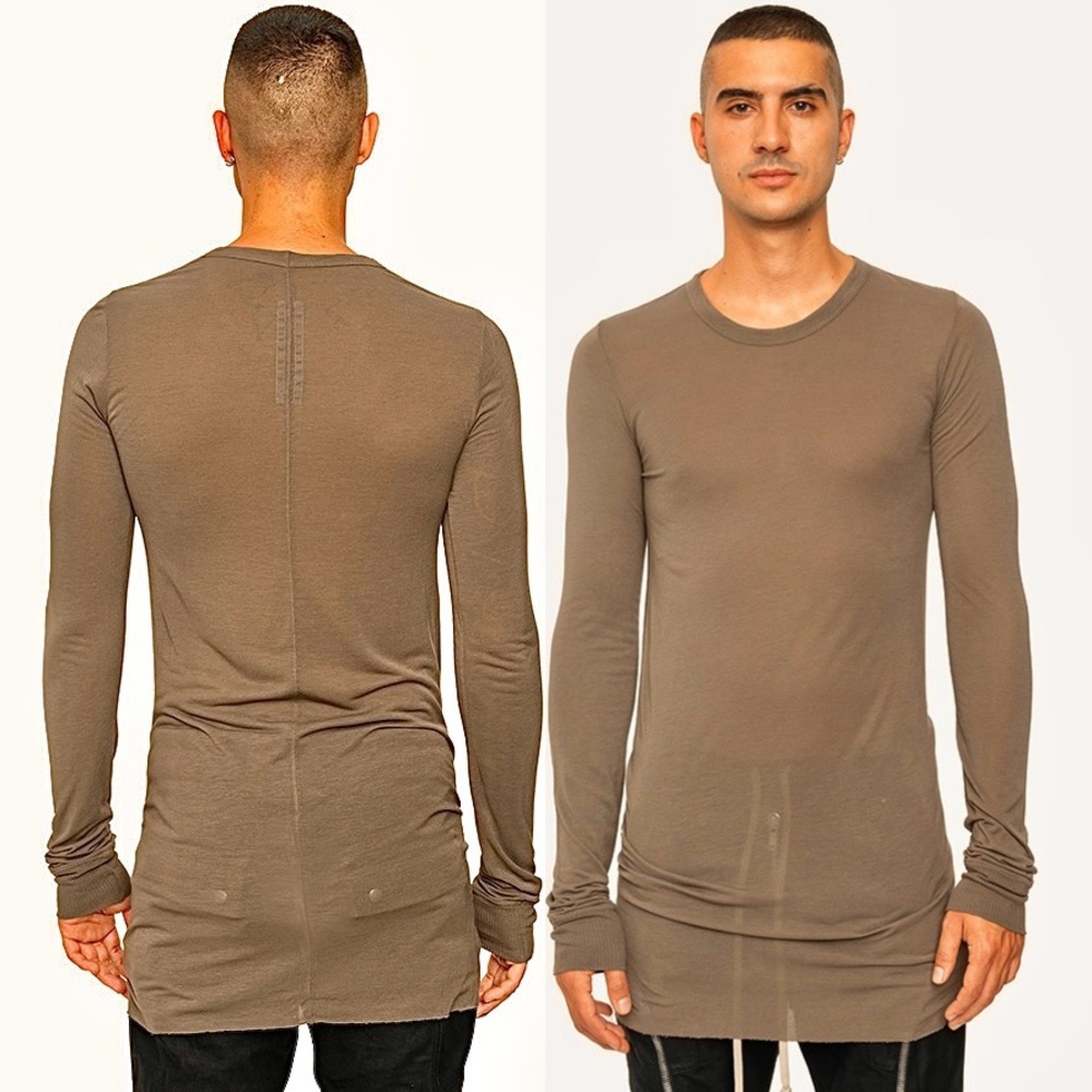 Rick Owens T-Shirt Long Sleeve Tee Shirt Crew Neck Knit Top Sisyphus 2018 Brown